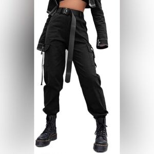 Black Women's Track Pants with Belt